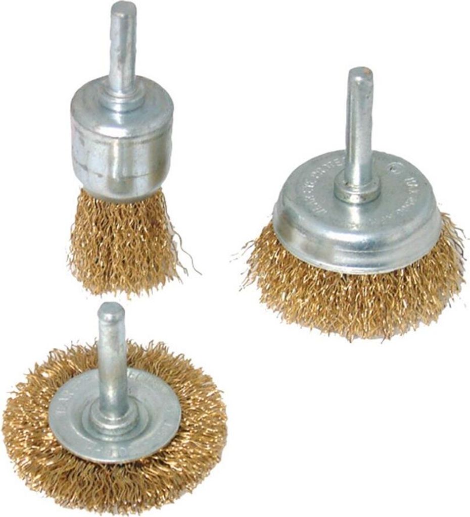 Silverline Rad- u. Topf-Drahtbürsten, 3-tlg. Satz 6-mm-Schaft