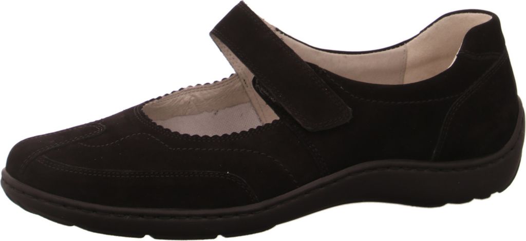 Waldläufer Henni Ballerina Klettver., Denver, schwarz, Pro-Aktiv Fussbett, Weite H 496302-191-001 37 1/2