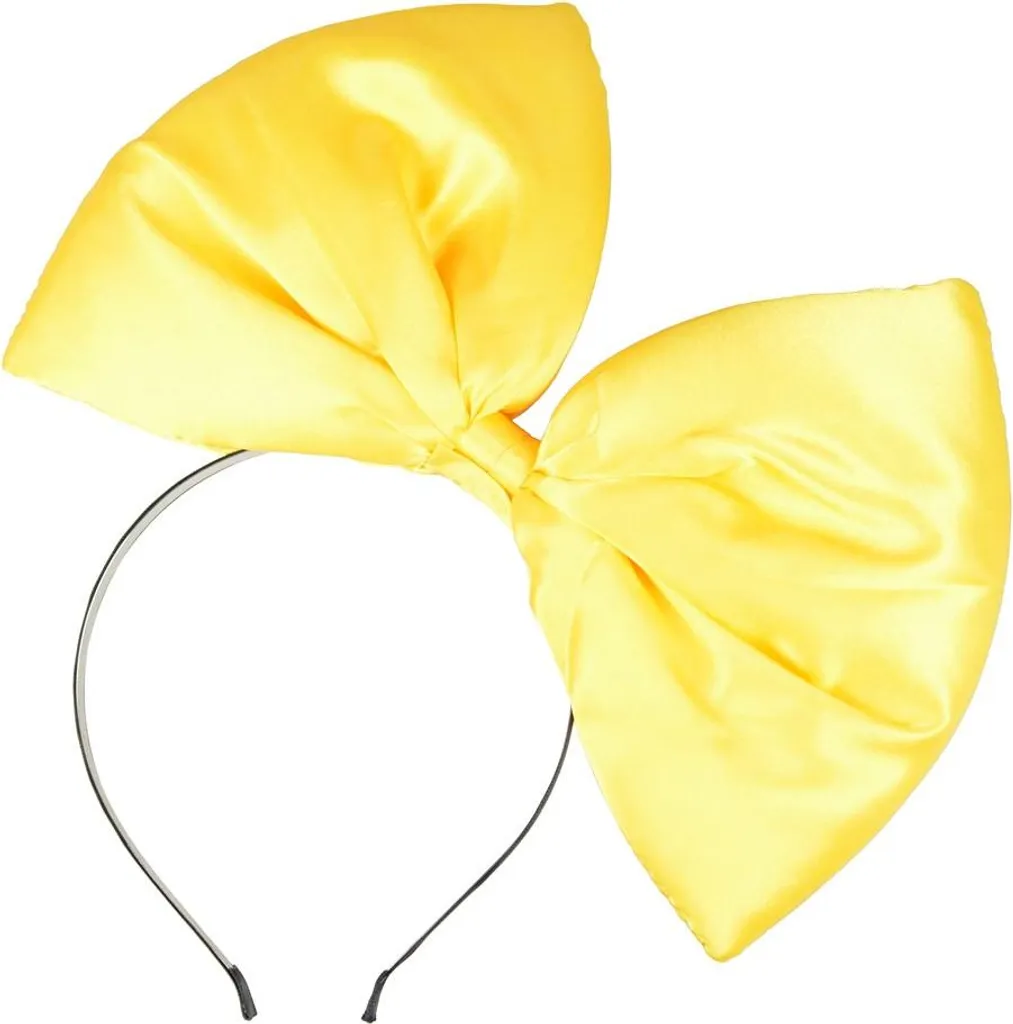 Fascia Capelli Giallo Estate con Fiocco Gigante in Raso Lucido