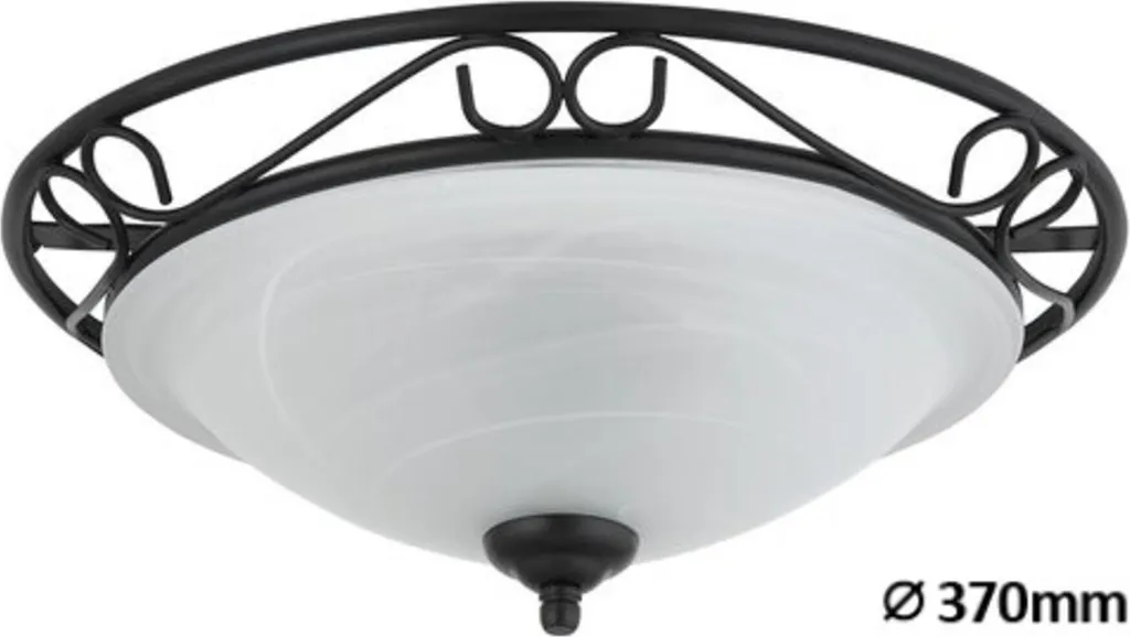 Plafonnier double douille E27 Athen 3722 noir en verre rond 37cm