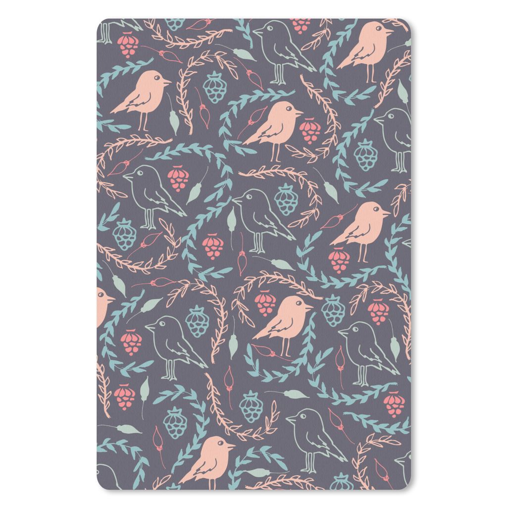 MuchoWow Mauspad Mousepad Muster Vogel und Obst 18x27 cm - Mousepads - Maus Mat - Pad - Mausunterlage