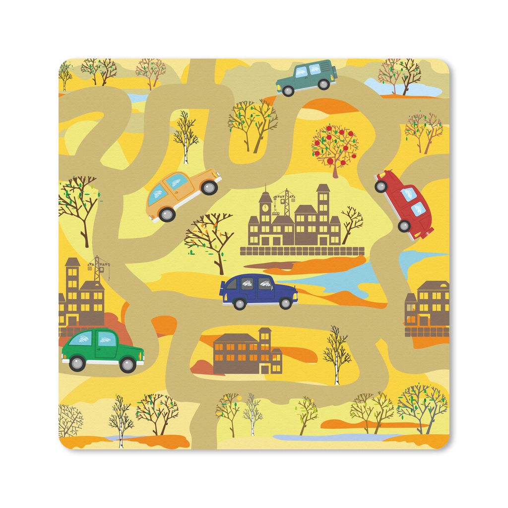 MuchoWow Mauspad Mousepad Kinder - Wüste - Auto - Straßen 30x30 cm - Mousepads - Maus Mat - Pad - Mausunterlage - Gaming