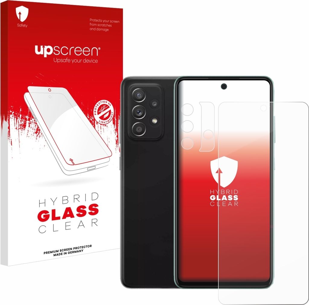 upscreen Schutzglas für Samsung Galaxy A52 (Display+Kamera) Schutzfolie Panzer Folie Glas Display Schutz klar