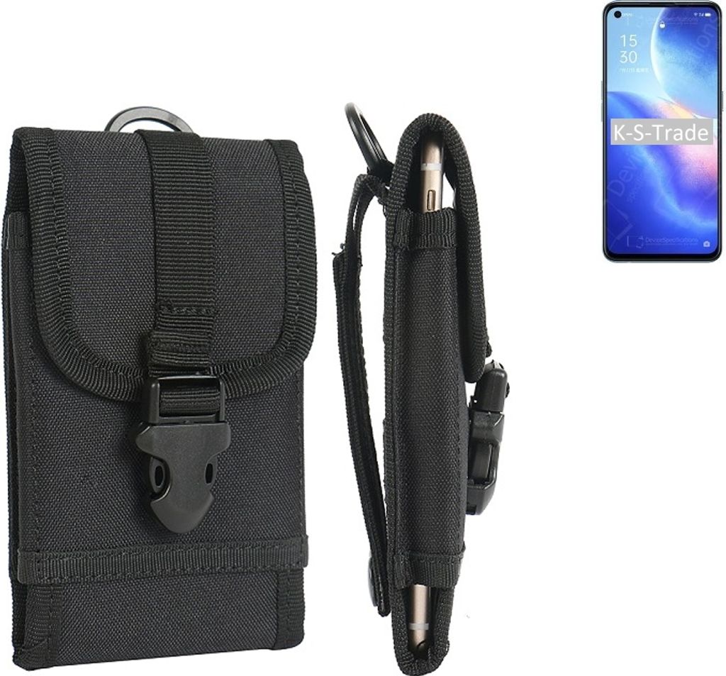 K-S-Trade Holster Handy Hülle kompatibel mit Oppo Reno5 K 5G Holster Handytasche Gürtel Tasche Schutz Hülle Robust Outdoor schwarz