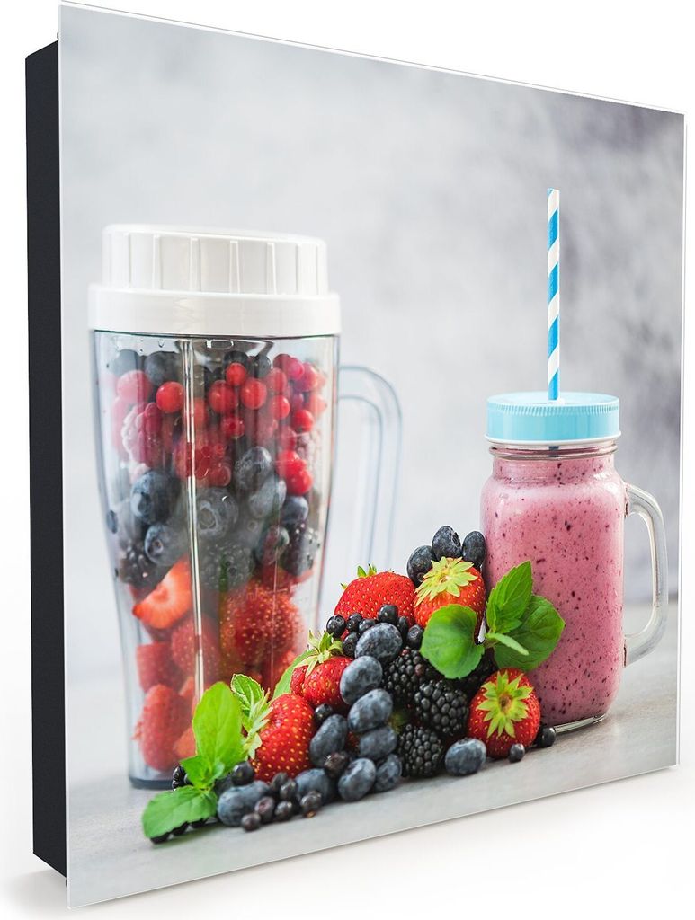 Nachbildung-Schlüsselkasten, Magnetpinnwand und Memoboard mit Glasfront Motiv Smoothie aus Beeren