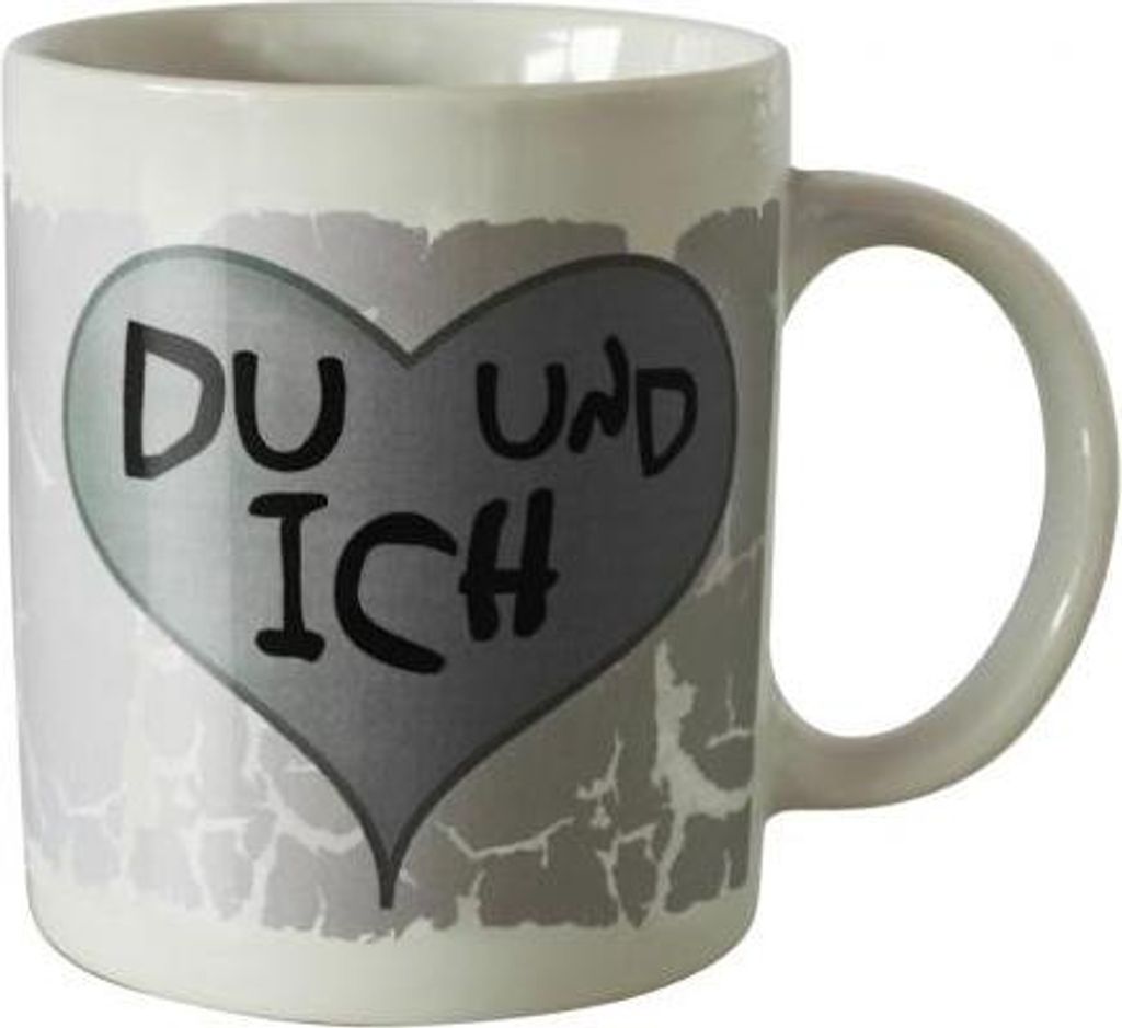 Tasse mit Print Herz Du und Ich 57512 weiss