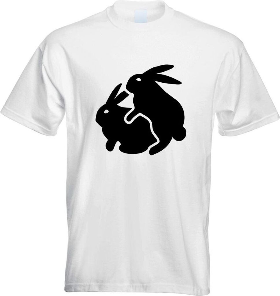 Kiwistar - T-Shirt - Weiss - Humping Bunny - Poppende Hasen Motiv Bedruckt Funshirt Design Print - mit Motiv Bedruckt - Funshirt Design - Sport - F...