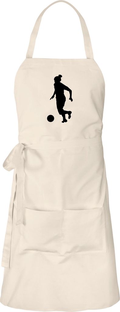 Huuraa Schürze Soccer Fußball Natur mit Taschen Baumwolle Kochschürze Geschenkidee