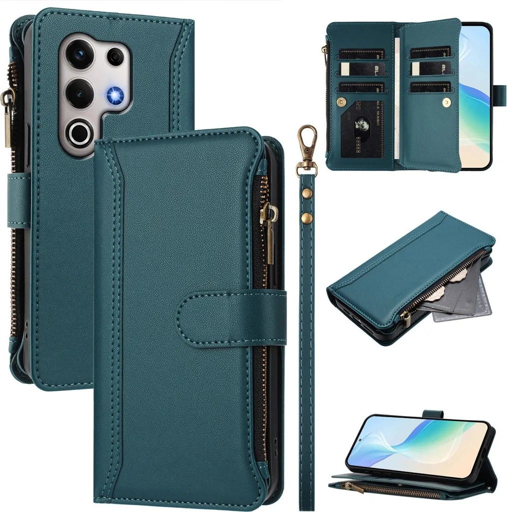 Custodia a portafoglio per HiSense F50+, in ecopelle con doppia aletta interna, porta carte, chiusura magnetica e cuciture a vista – Rosa fucsia