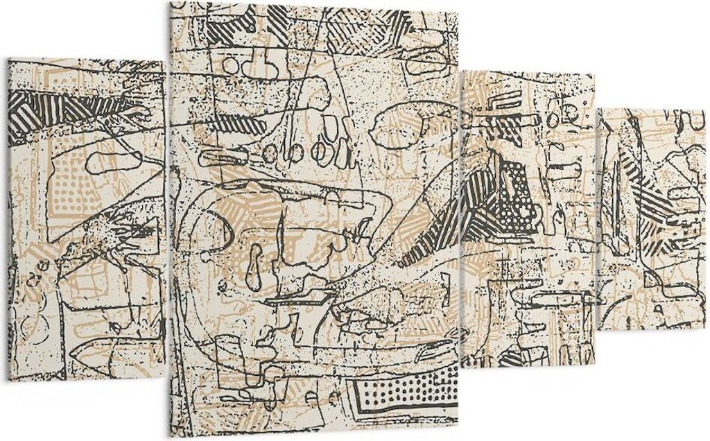 Bild auf Leinwand - Leinwandbild - 4 Teile - Graffiti Kritzeleien Zeichnen - 160x90cm - Wand Bild - Wanddeko - Wandbilder - Leinwanddruck - Bilder ...