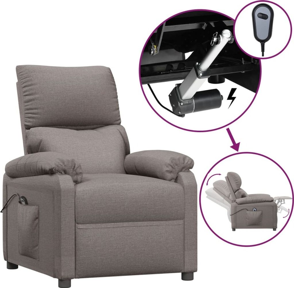 Relaxsessel Elektrisch Taupe Stoff