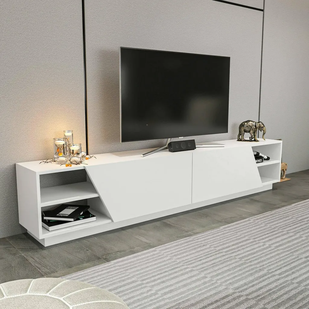 Meuble TV 240 cm Apat pour Grands Écrans, Solution de Rangement Mobile