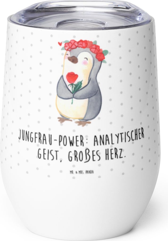 Mr. & Mrs. Panda Thermobecher Jungfrau Astrologie - Weiß - Geschenk, kaffee tasse, edelstahl isolierbecher, glühweinbecher, Geburtstagsgeschenk, ...