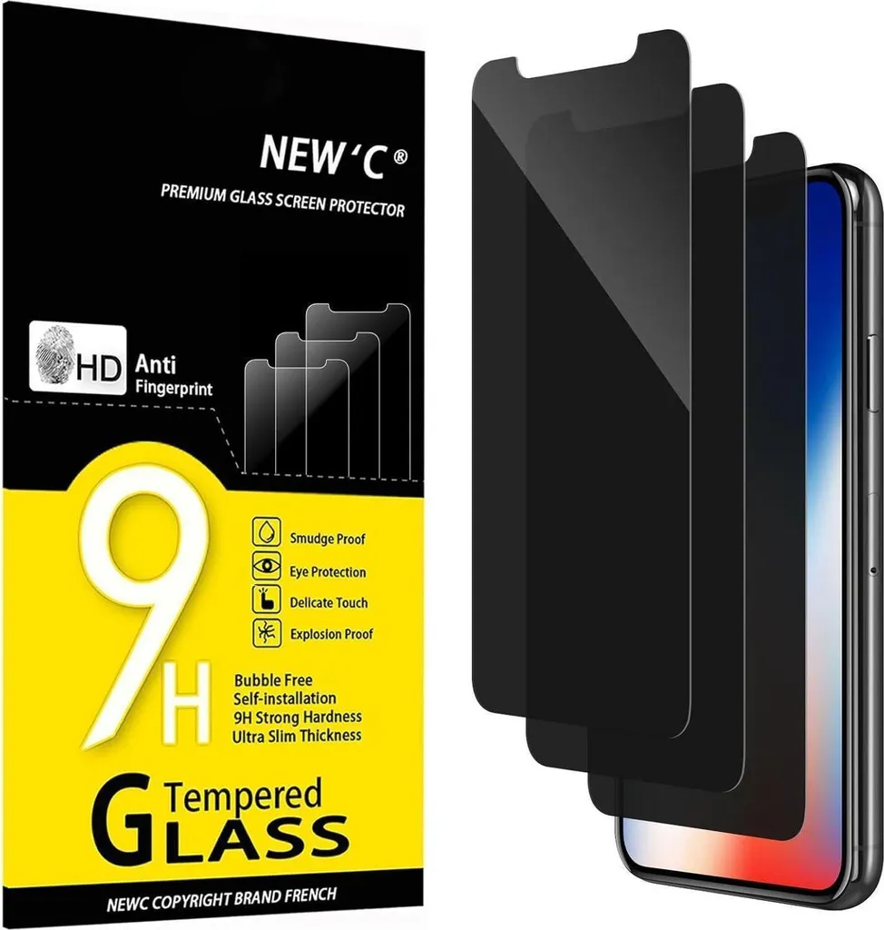 Verre trempé iPhone 11 Pro/X/XS anti-espion 5,8 pouces lot de 3 pièces