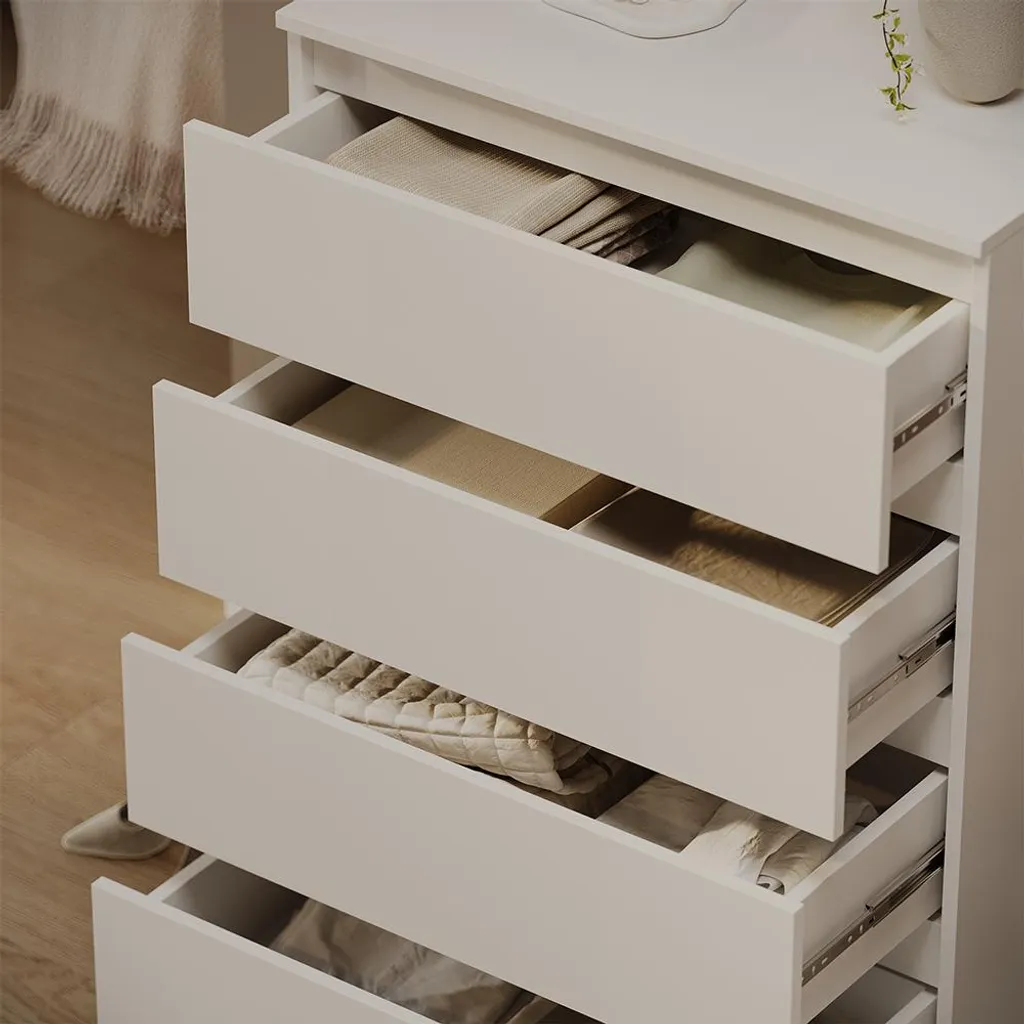 Commode 4 tiroirs blanche Vicco Claus 74 cm design épuré et robuste - 4