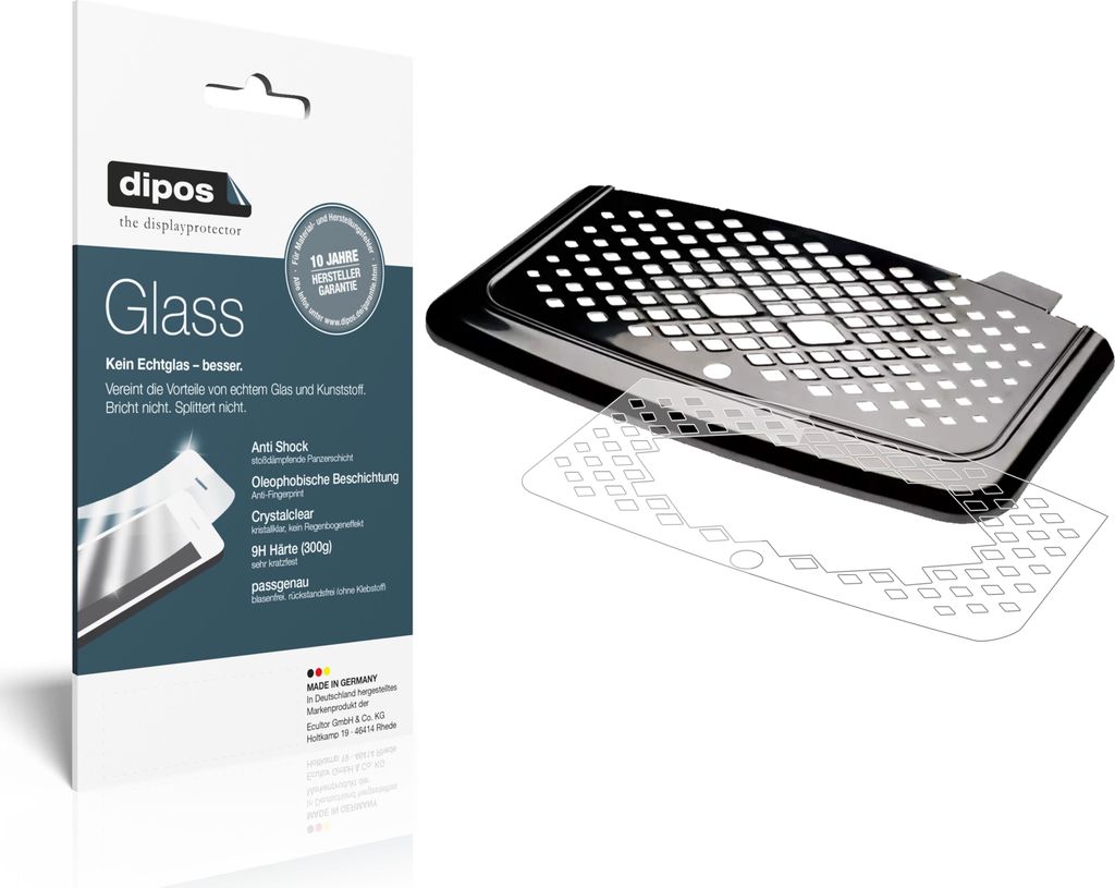 2x Schutzfolie für Philips EP5441/50 Tropfblech - Anti-Shock 9H Folie dipos Glass Kunststoffglas