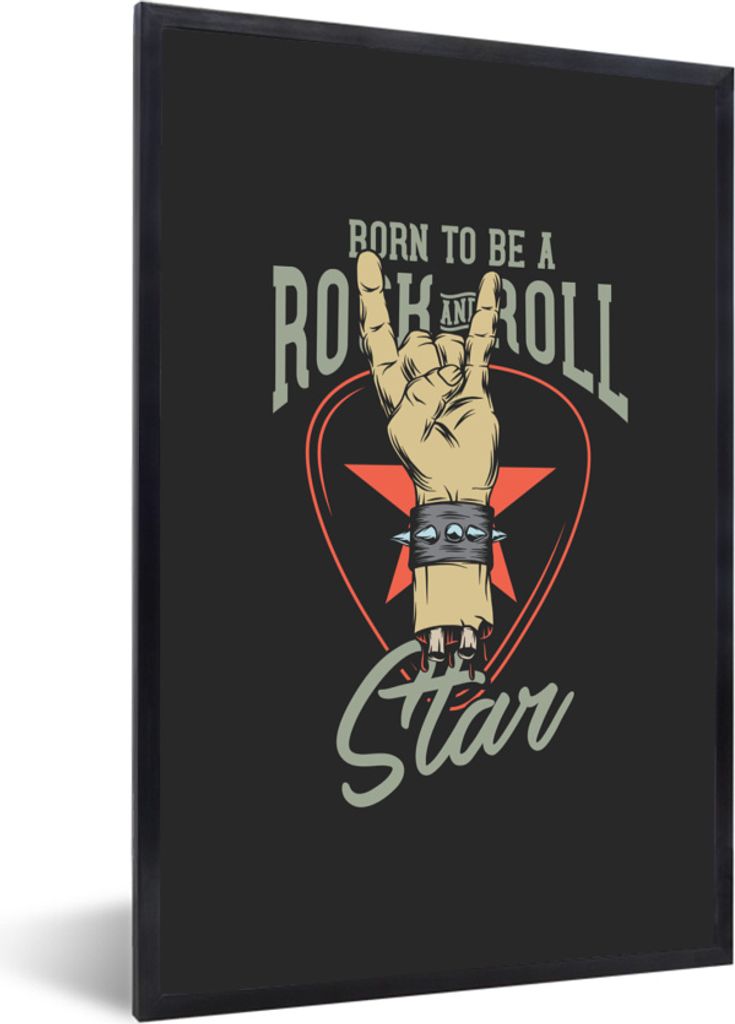 MuchoWow MuchoWow Gerahmtes Poster Rock - Vintage - Armband 40x60 cm - Poster mit zchwarzem Bilderrahmen - Papierdruck - Wandbilder