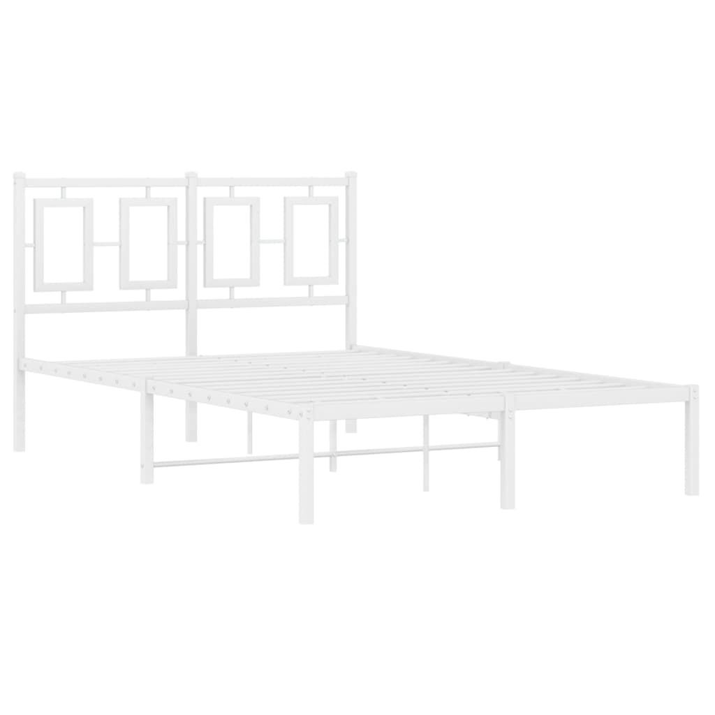 Bettgestell mit Kopfteil Metall Weiß 120x200 cm