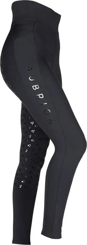 Legging équitation Aubrion Eltar noir avec grip silicone fille