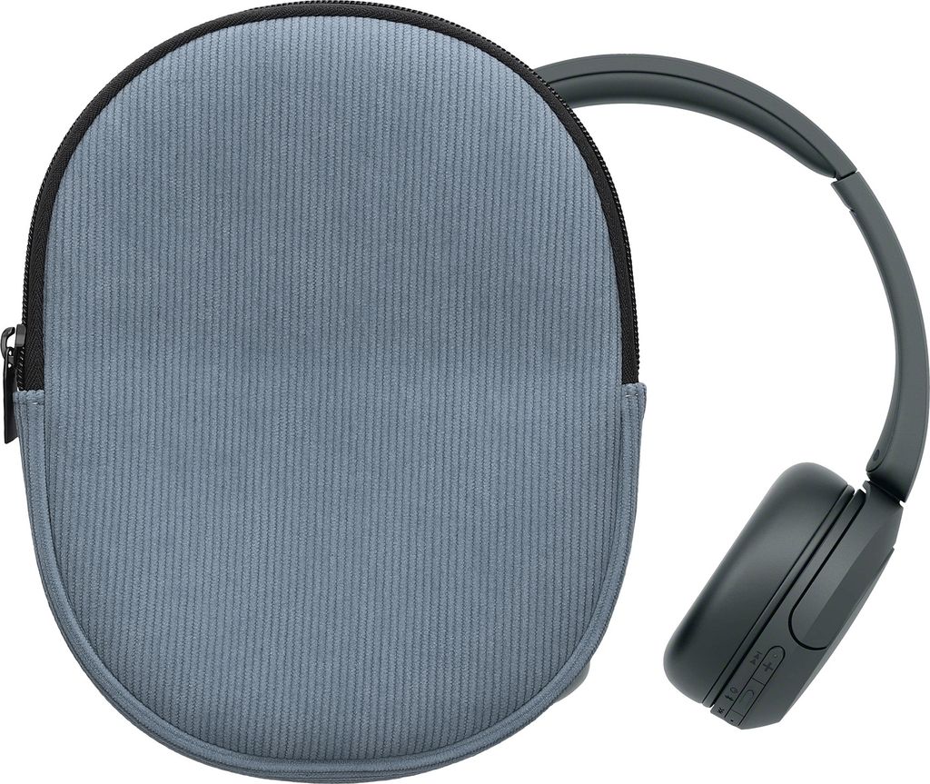 kwmobile Hülle kompatibel mit Sony WH-CH520 / WH-CH510 / MDR-ZX110 Tasche - Case für Headset aus robustem Cord und Neopren Stoff - Vintage Blue