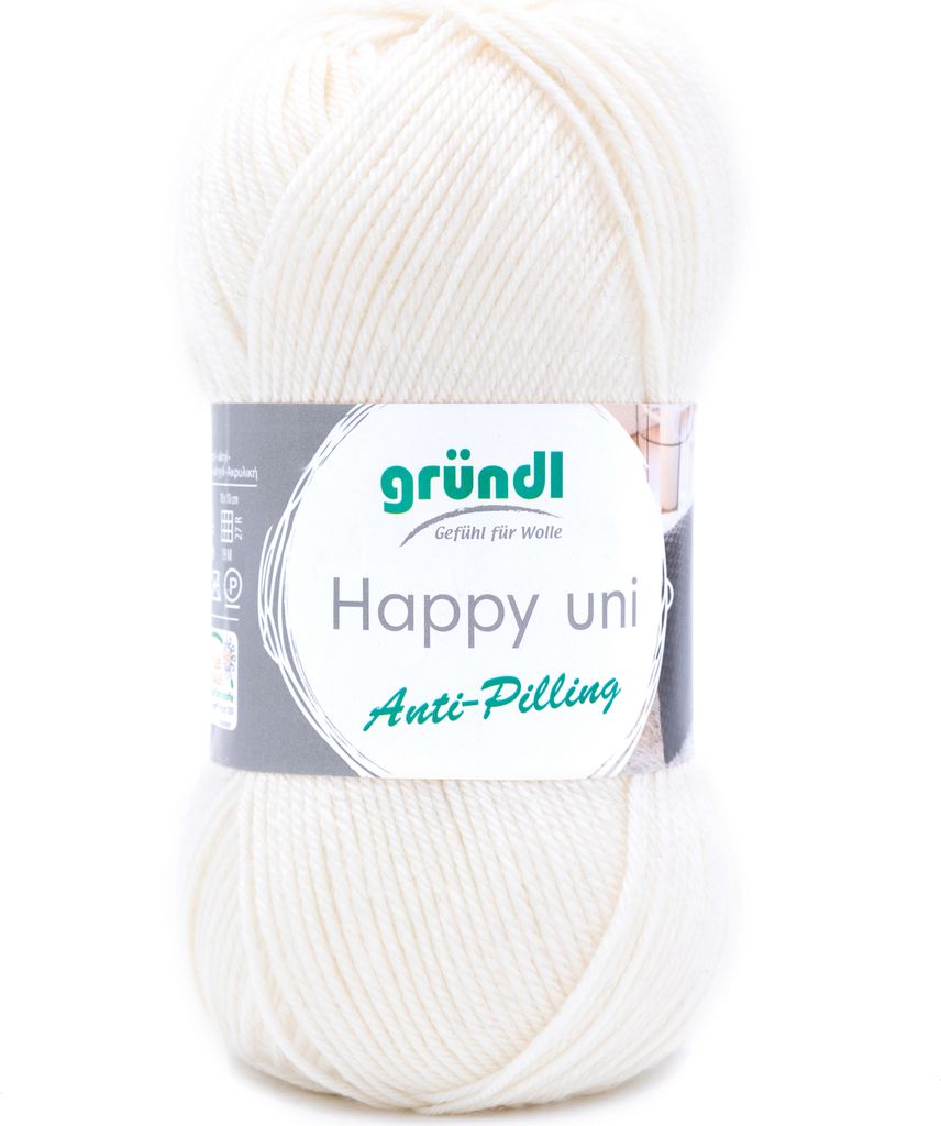 Gründl Happy uni Wolle 250m 100g Stricken Häkeln Garn Weich Baumwolle Farbe 02