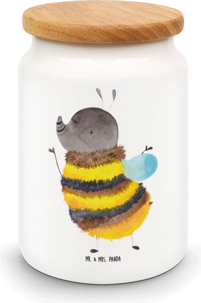 Mr. & Mrs. Panda gebäckdose Hummel flauschig - Weiß - Geschenk, Biene, Natur, Keksdose, Teedose, Lebensmittelbehälter, Kaffeedose, Dose, Blume, ...