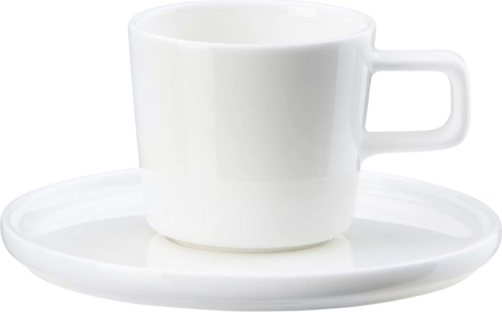ASA Selection oco Espressotasse mit Unterteller, Espresso Tasse, Kaffeetasse, Untertasse, Fine Bone China, Weiß, 2030013