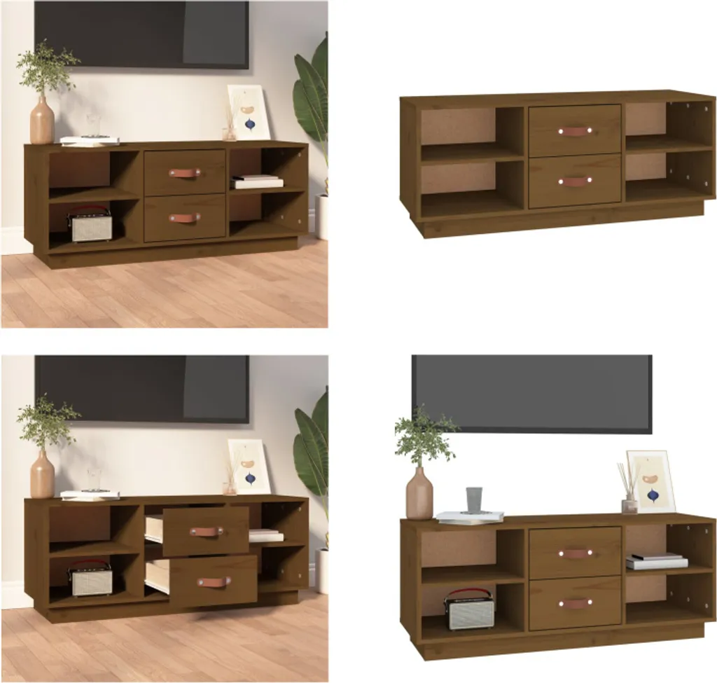 vidaXL Mobile TV in Legno di Pino Massiccio - Atmosfera Miele 100cm