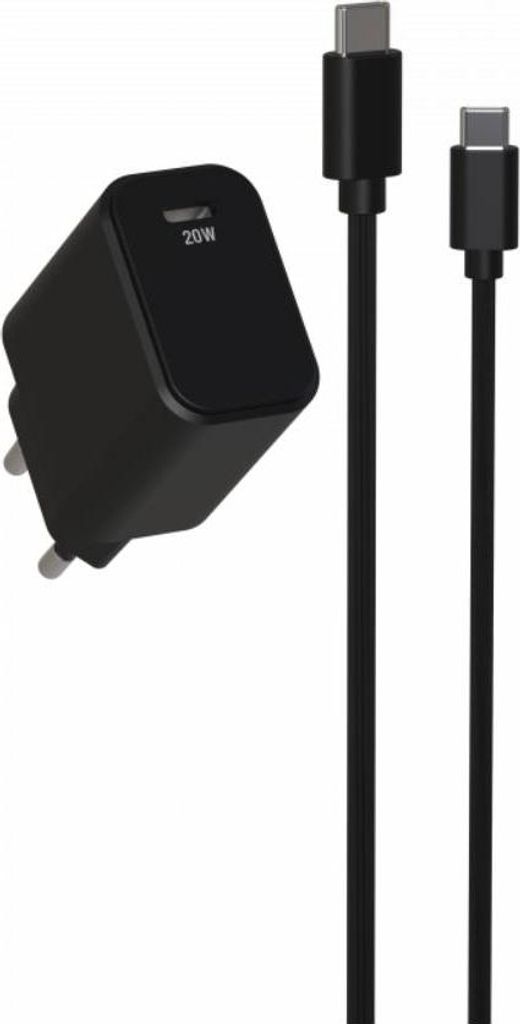 Jaym, Lade-Set mit 1,5m USB-C zu USB-C Kabel, 20W Power Delivery, Schwarz