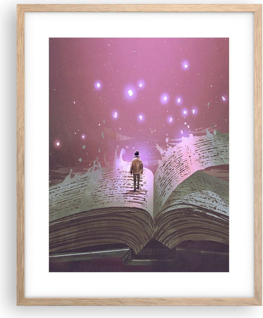 Gerahmtes Poster - Rahmen in heller Eiche - Fantasy Buch - 40x50 cm - Wand Bild - Wanddeko - Wandbilder - Kunstposter - Wandposter - Bilderrahmen -...