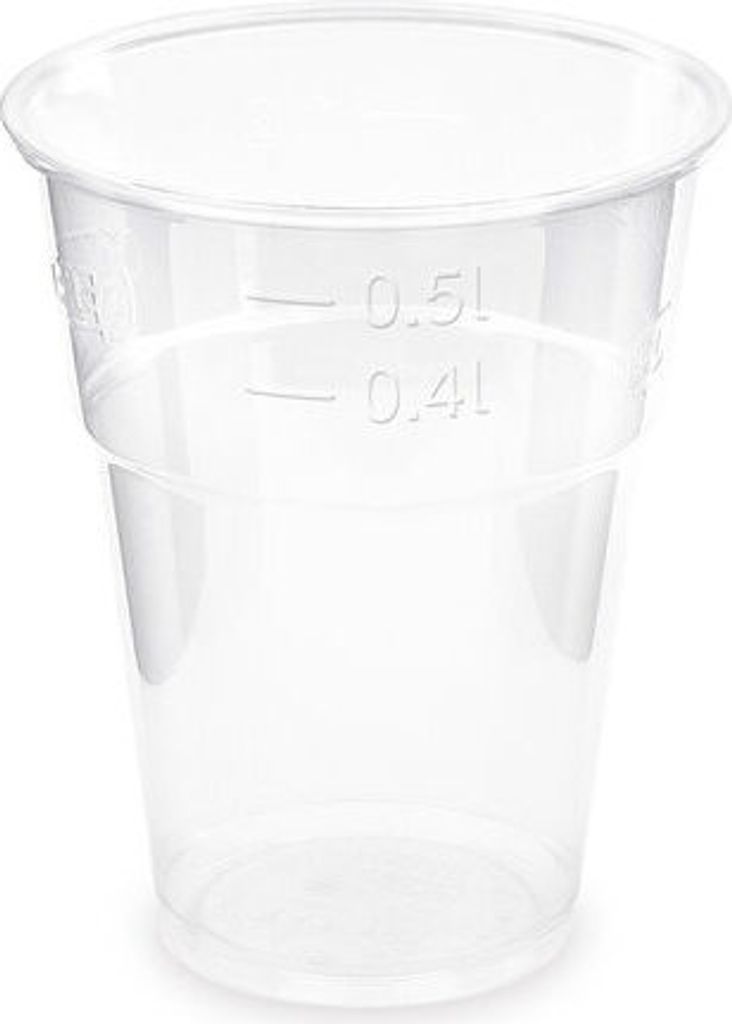 100x  Trinkbecher klar 500 ml 0,5 l Eichstrich Produktbild 
