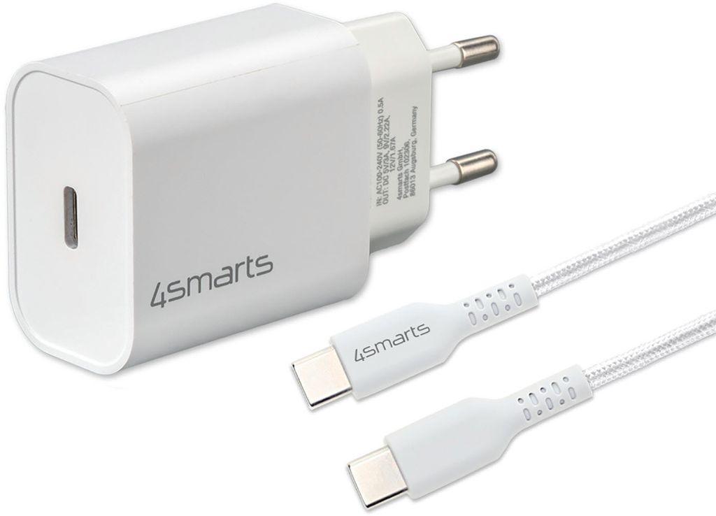 4smarts Schnelllade-Set 20W mit 1.5m USB-C zu USB-C Kabel Produktbild 