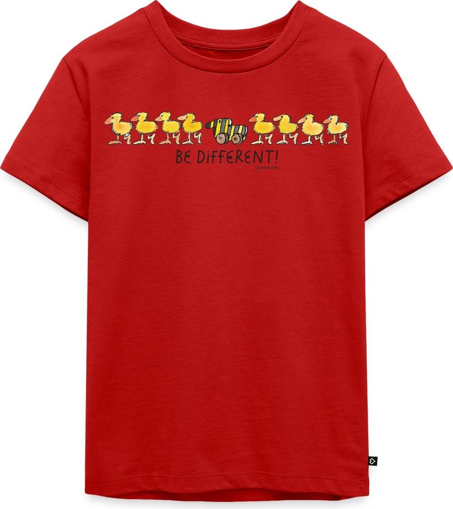 Spreadshirt Janosch Tigerente Be Different Kinder Premium T-Shirt, 134/140 (8 Jahre), Rot