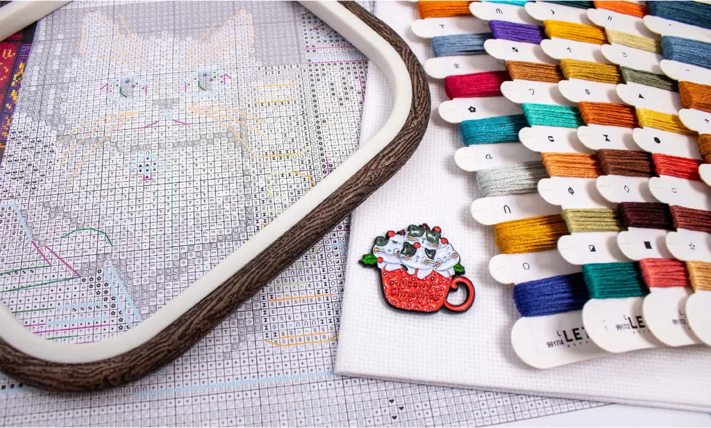Kit Point de Croix Letistitch Bibliothèque, Broderie 32x22cm à Compter