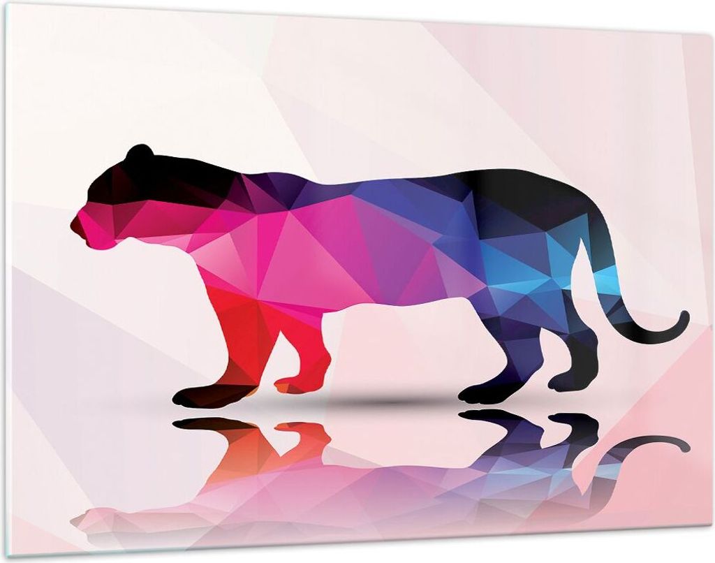 Bilder auf glas - Tiger Illustration modern Grafik - 120x80cm - Glasbilder - Wandbilder - Kunstdruck - zum Aufhängen bereit - Wanddekoration aus G...