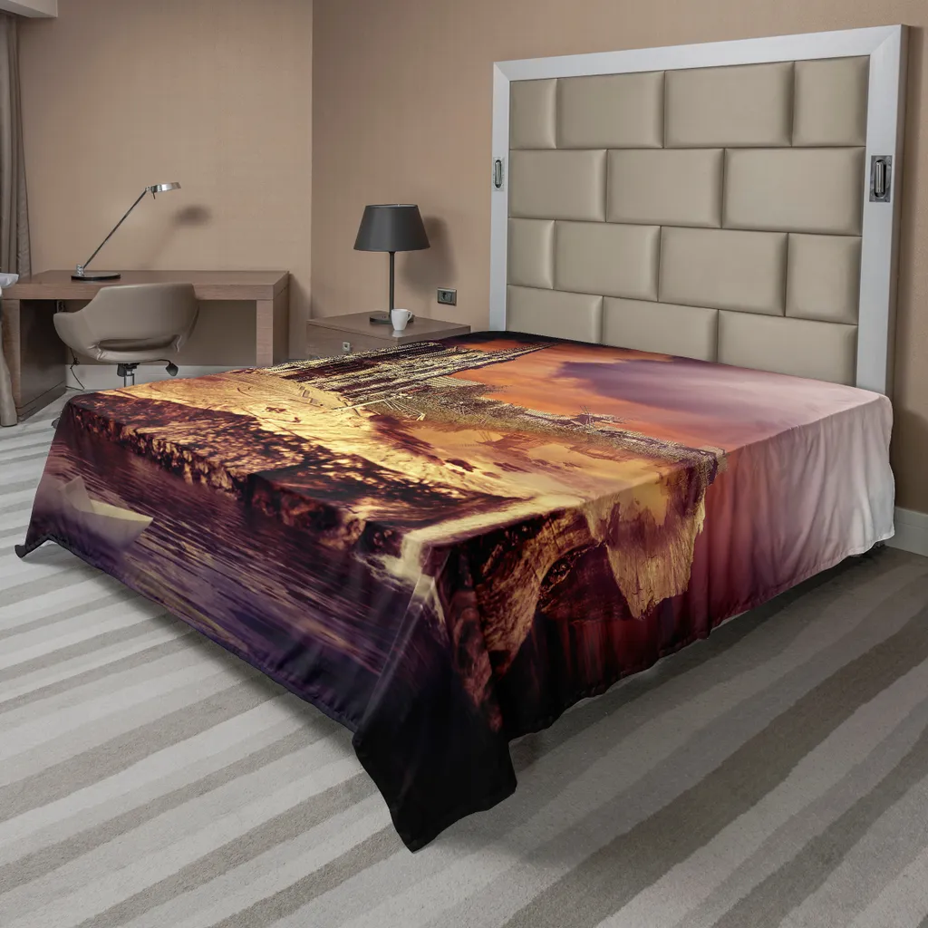 Drap de lit souple château fantastique impression numérique violette