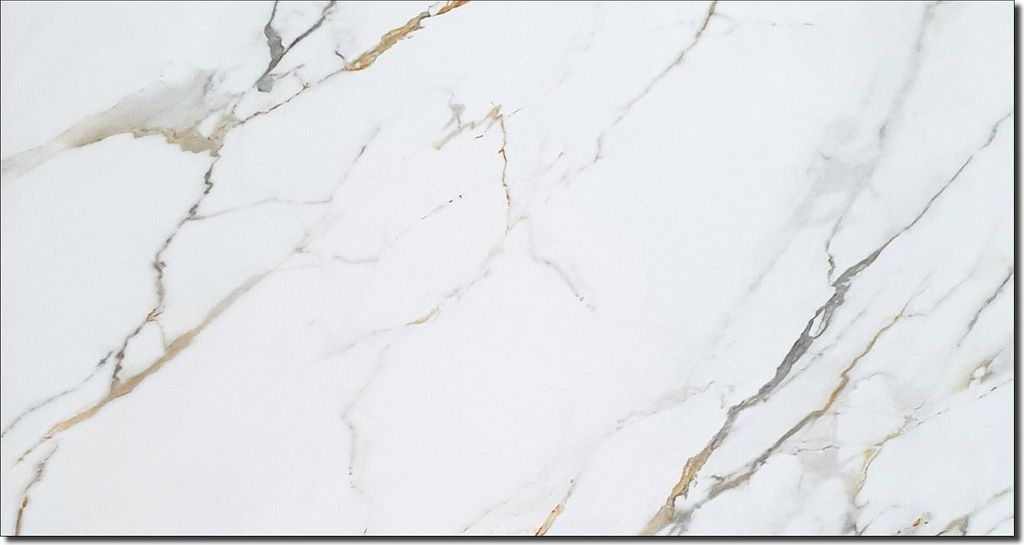 PVC Wandpaneel Wandfliesen Carrara-Gold in Marmor-Optik Hochglanz - 60x120cm
