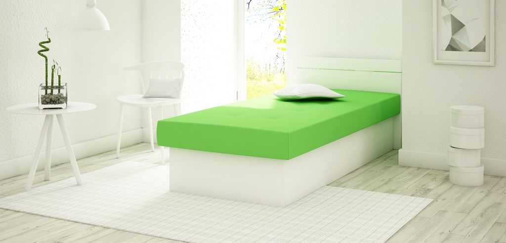 KIER FURNITURE Berta BIS Sofa Bed - Einzelbett – Weiß + Grün Stoff