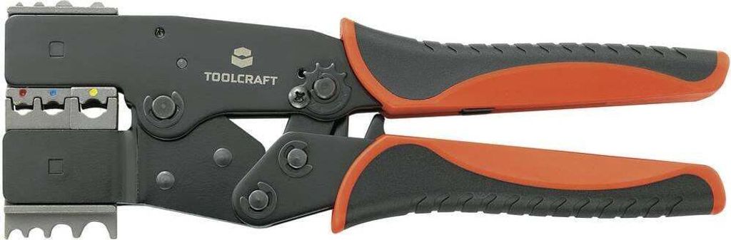 TOOLCRAFT 2-i-1 818644 Crimpzange Isolierte Flachstecker, Kabelschuhe, Stoßverbinder 0.5 bis 10 mm²