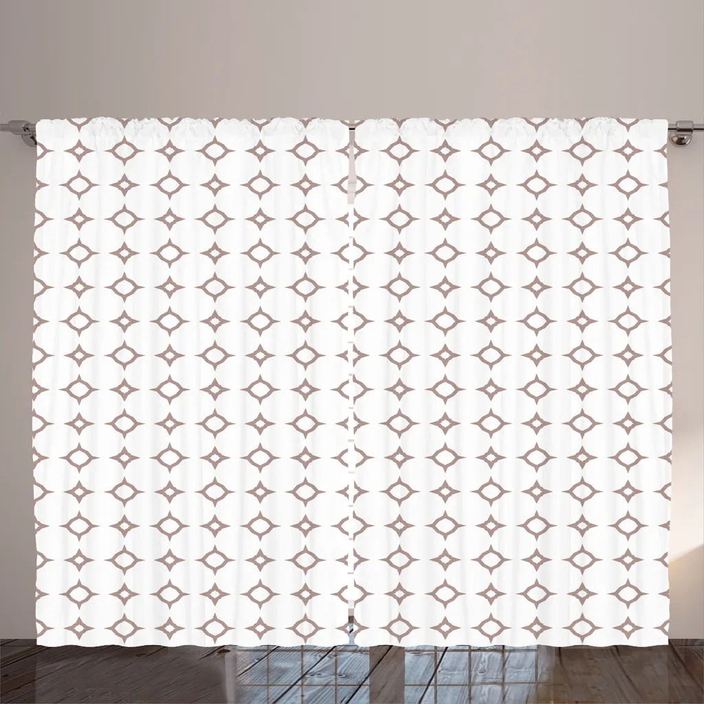 ABAKUHAUS Rideau Rustique Abstrait Taupe et Blanc avec Crochets 280x225