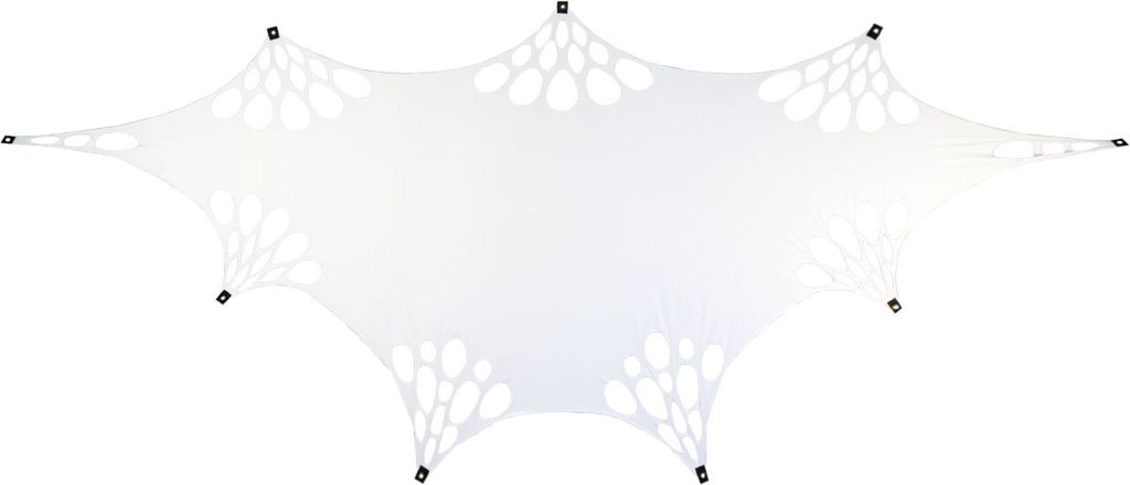 PSYWORK Schwarzlicht Segel Elasthan | Crystal Clear Stage Weiß | 4,5 x 2m | UV-aktiv | fluoreszierend | Wandtuch Wandbehang Stoff Neon Deko Party ...
