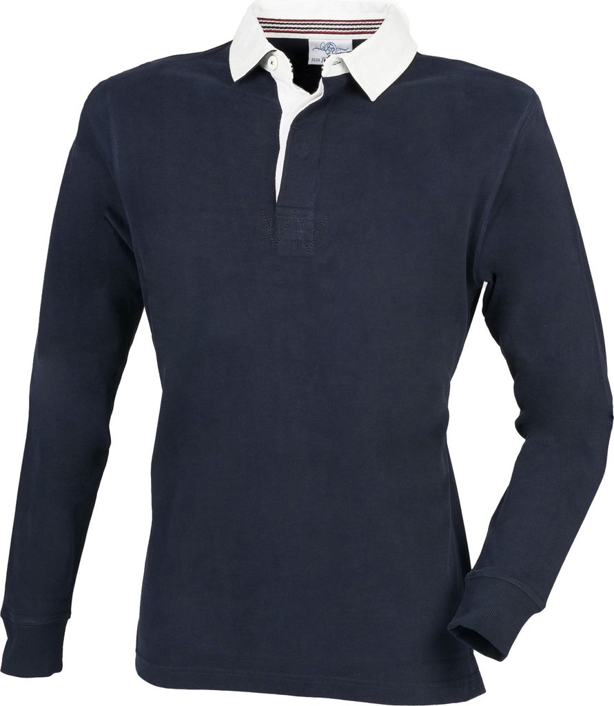 Front Row Herren Premium Longsleeve / Rugby-Shirt / Polo-Hemd, langärmlig RW4169 (3XLarge) (Marineblau)