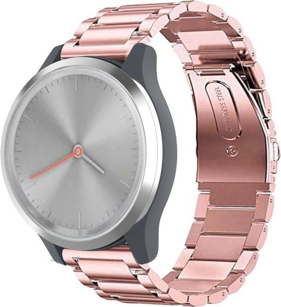 Strap-it Stahlarmband - Kompatibel mit Garmin Vivomove 3s Armband 39mm - Gliederarmband Hochwertiger EdelstahlFaltschließe für Armband Rosa 18mm ...