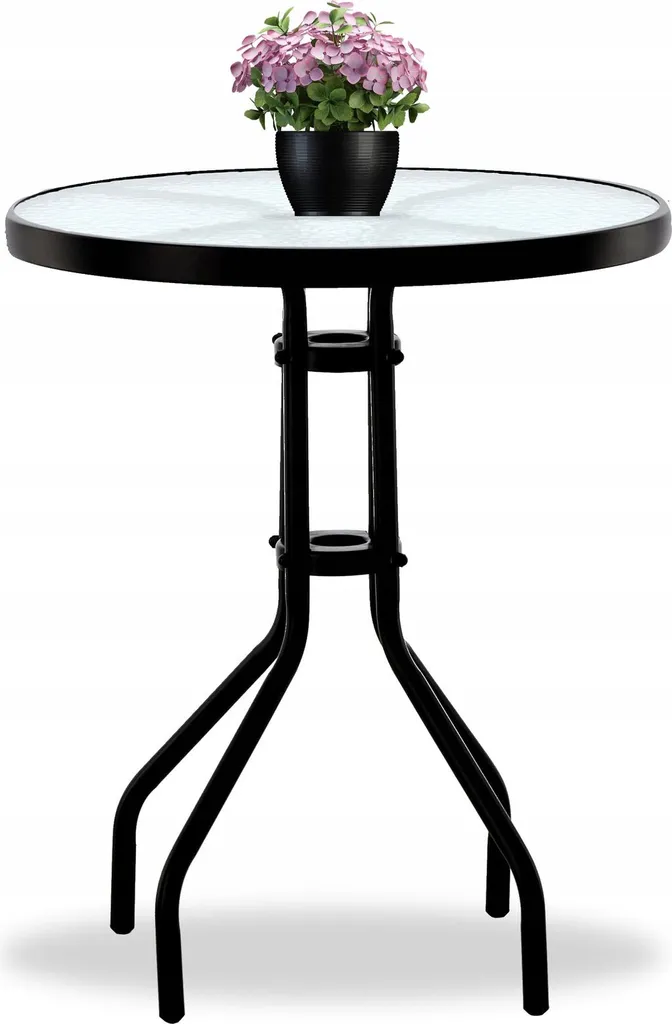 Table de jardin ronde ADRIANNA - Mobilier noir durable contre la rouille