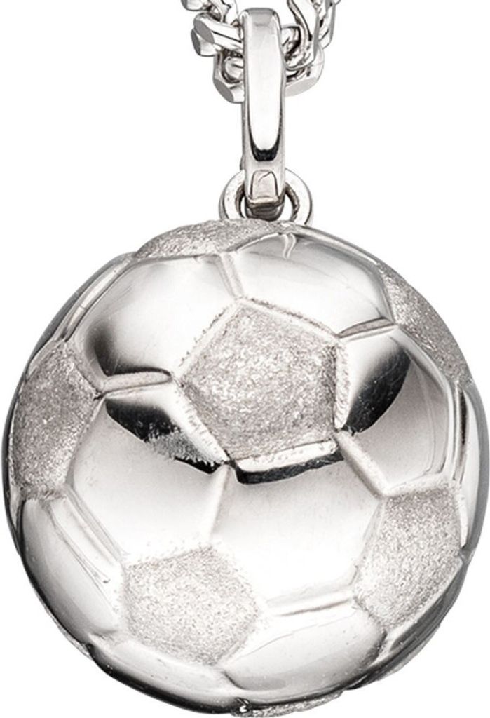 Anhänger Fußball aus 925 Silber glänzend teilmattiert Halsschmuck für Kinder