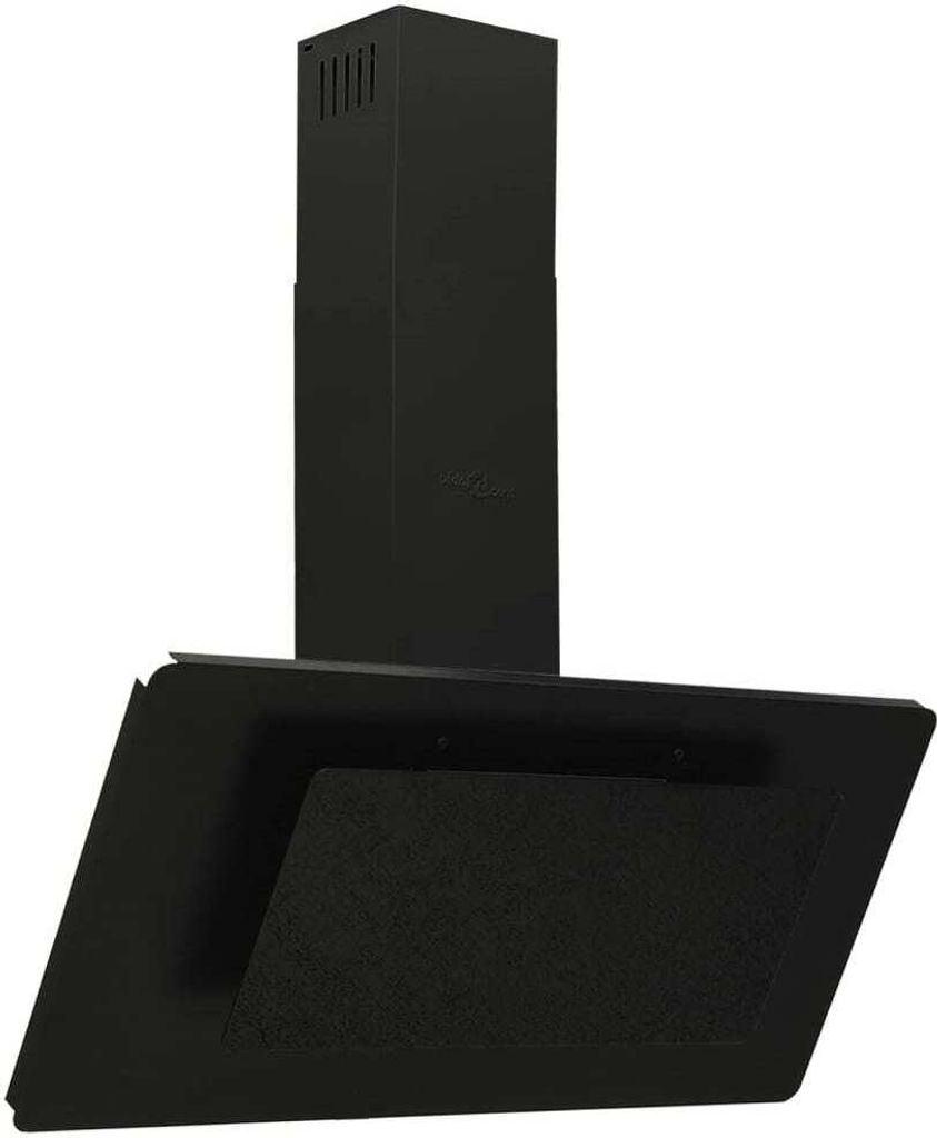 Dunstabzugshaube 90 cm Edelstahl und Hartglas Schwarz