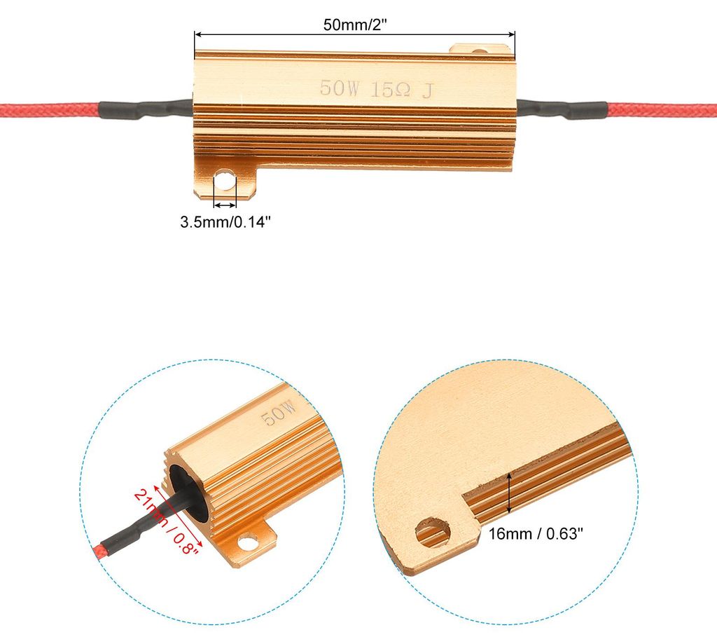 2 Stk 50W 15 Ohm 5% Toleranz Aluminium Geh?use Widerst?nde Widerstand Sortiment mit Clips Drahtgewickelte Widerst?nde Schraubentap Power fš¹r Mas...