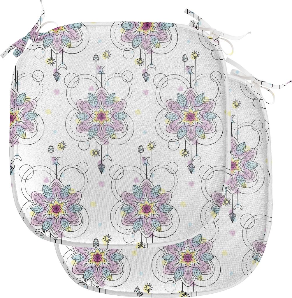 ABAKUHAUS Tätowieren Polster für Esszimmerstühle, Mandala Pfeile Yoga, Dekoratives wasserfestes Kissen mit Riemen für Küchensitze, 40 cm x 40 ...
