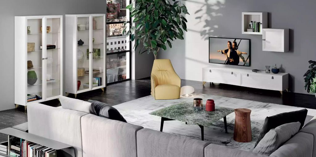 TV Ständer 2x Vitrine Modernes Wohnzimmer Set 2х Wandschränke 5tlg