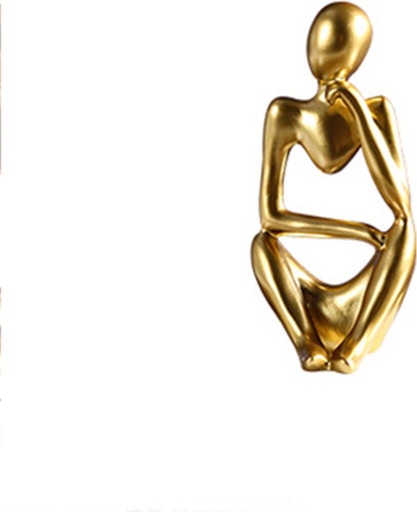 INF Abstrakte Denkerstatue – Wohndekor-Akzent aus Kunstharz Gold